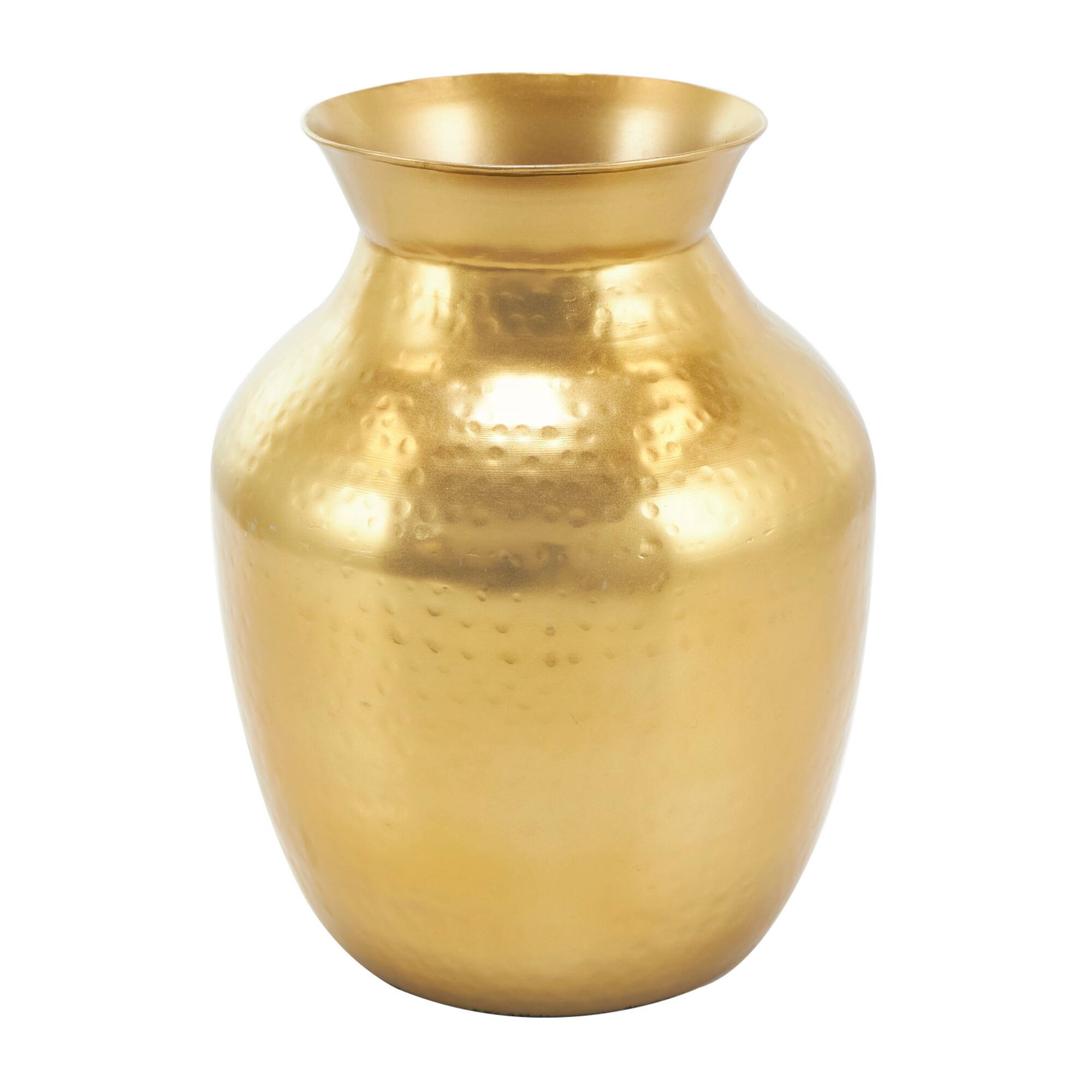 12" Gold Metal Hammered Spotted Vase